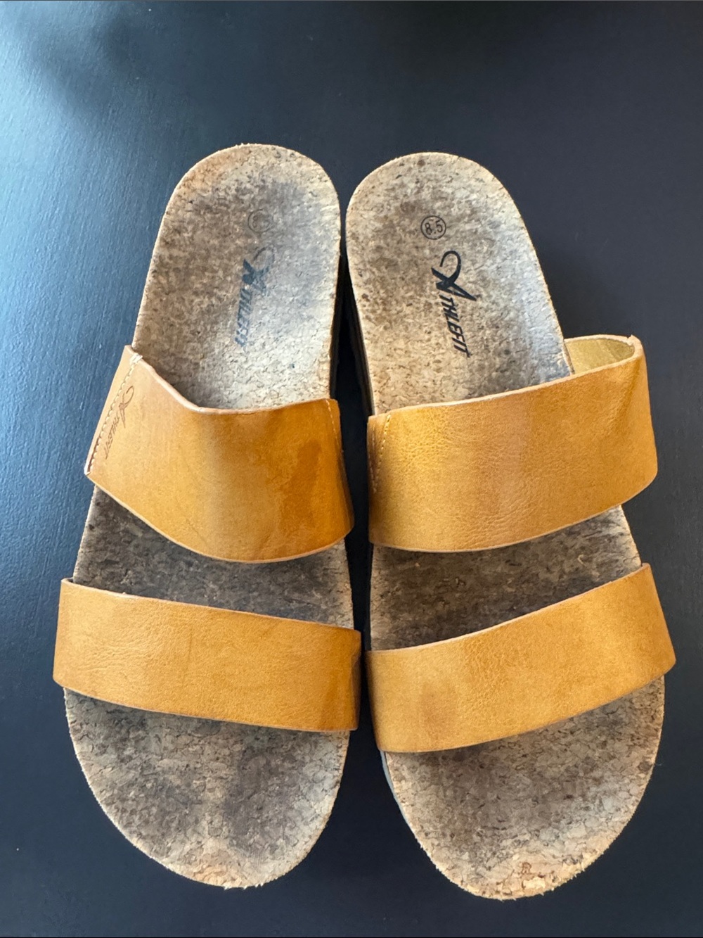 Athlefit dual strap platform slide sandals-size 8.5